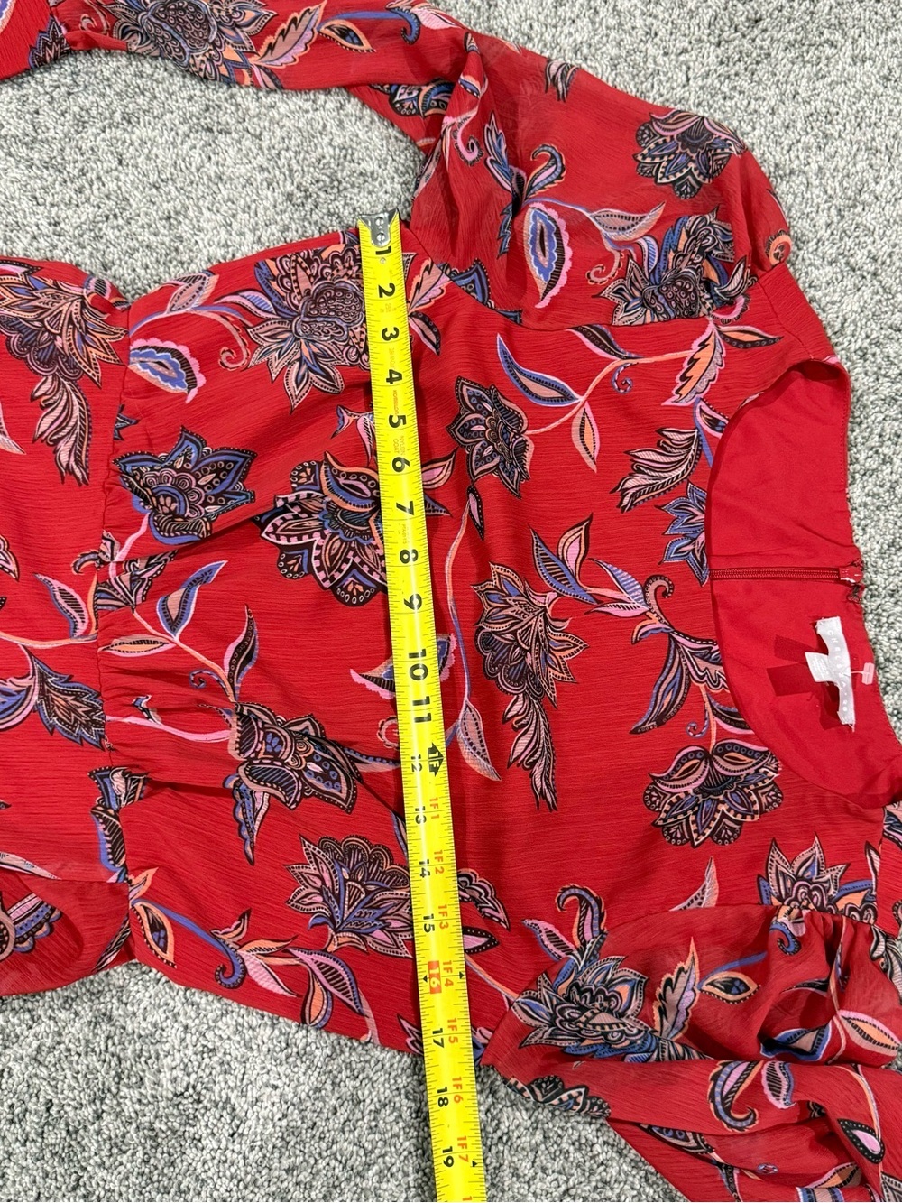 Chelsea28 Red Paisley Print Faux Wrap Midi Dress Garden Full Sleeve Women’s S - Picture 5 of 13